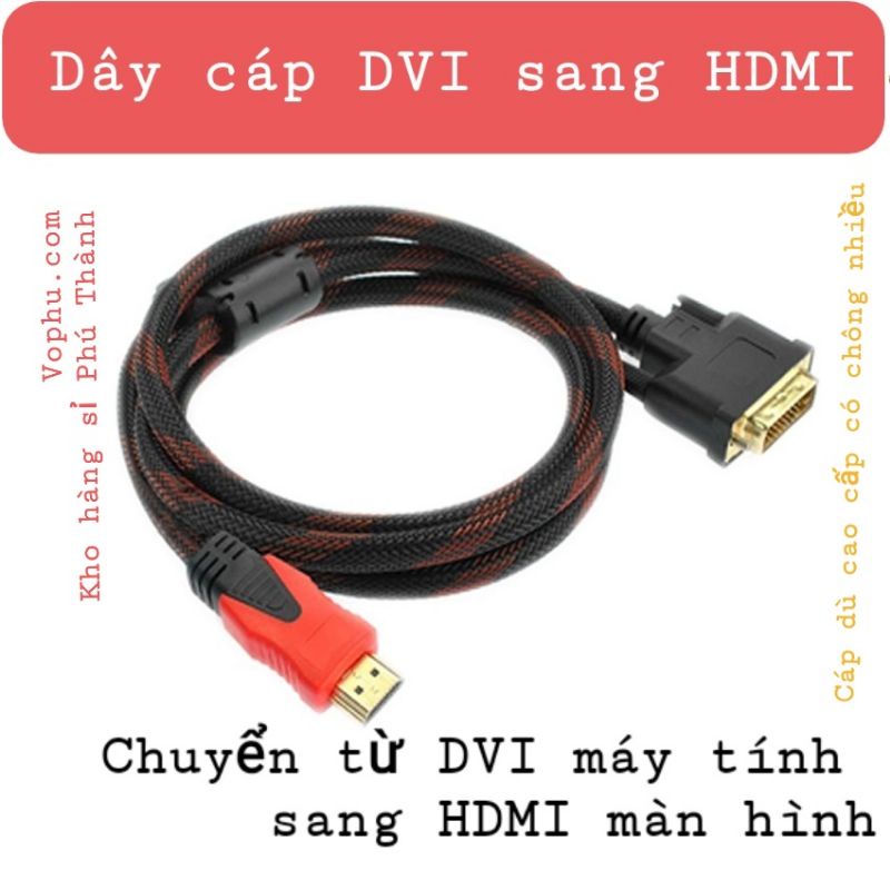 Dây cáp chuyển DVI sang HDMI và HDMI sang DVI dây dù chống nhiễu cao ...