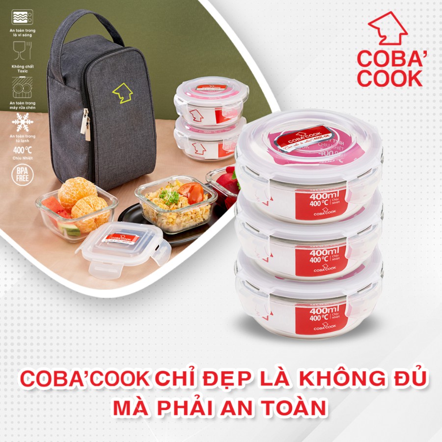 Ảnh Hộp thủy tinh đựng thực phẩm chịu nhiệt COBA'COOK hình tròn dung tích 400ml- CBHR400 3