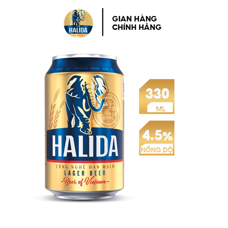 Ảnh Nồng độ cồn 4.5% - Thùng 24 lon bia Halida 330ml (24x330ml) 1