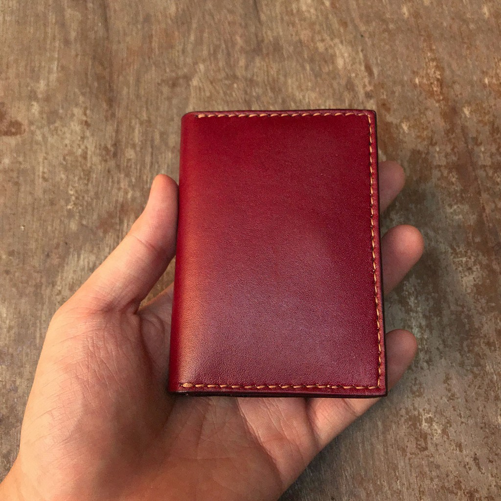 Ví nữ Mini màu Đỏ đô - Ví da handmade thủ công - Da thật nhập khẩu