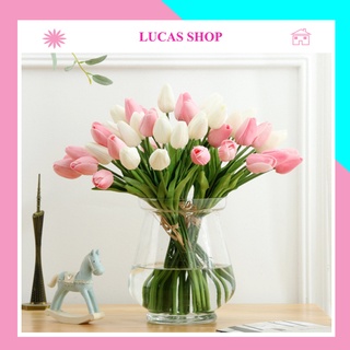 Hoa Giả - Combo 5 cành Hoa Tulip nhiều màu sắc 33cm trang trí nhà cửa, phụ kiện decor