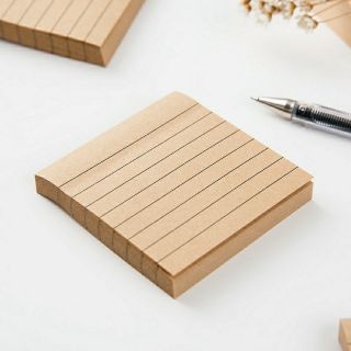 Xấp giấy note giấy ghi chú giấy Kraft màu nâu retro có dòng kẻ