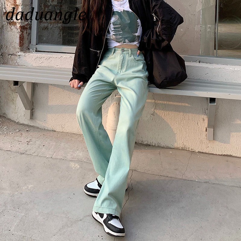 Ảnh Daduhey Quần ống rộng suông thẳng lưng cao thời trang màu sắc thời trang phong cách Hàn Quốc mùa hè 2