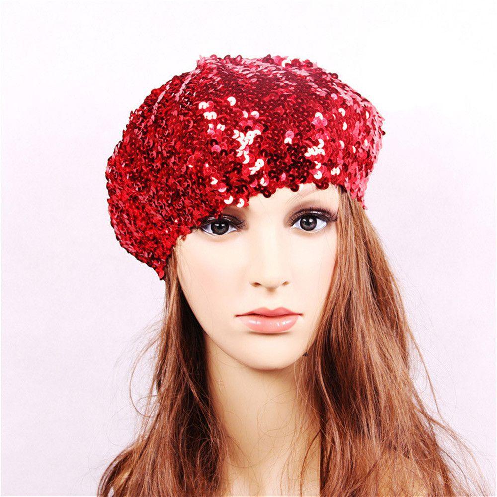 Mũ nồi YMIFI Mũ nữ Newsboy Mũ lấp lánh Sequins Cá tính Mũ Gatsby