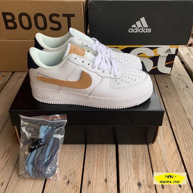 Full box Giay th thao sneaker Air Force 1 Low Removable Swoosh Pack White Vachetta Tan P new . Shopee Vi t Nam