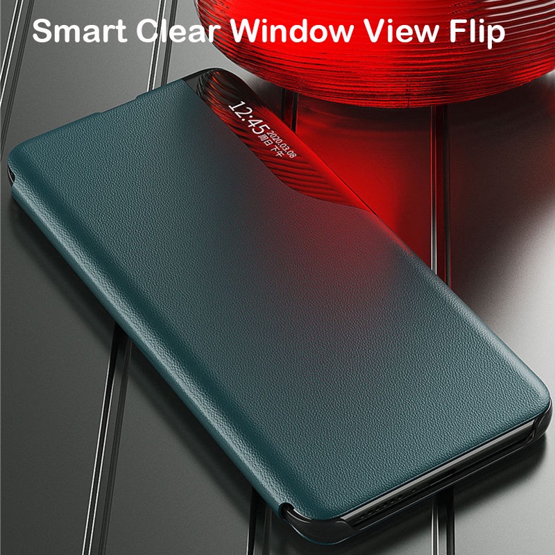 Ốp lưng S22 Ultra Smart Clear View Flip Phone Case Samsung Galaxy S24 S23 S22 S21 Plus Note 20 Ultra S20 FE Stand Leather Cover