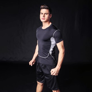 Áo Thể Thao Cộc Tay Nam Chuyên Tập Gym - Đen Xám