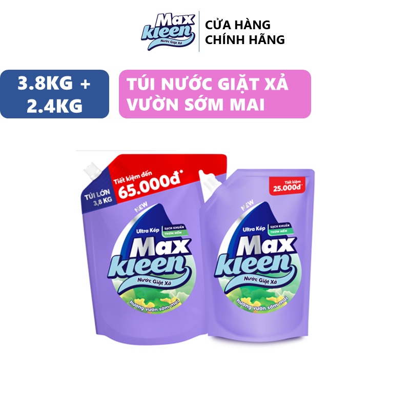 Ảnh Combo 2 Túi Nước Giặt Xả MaxKleen Hương Vườn Sớm Mai 3.8kg + 2.4kg 2