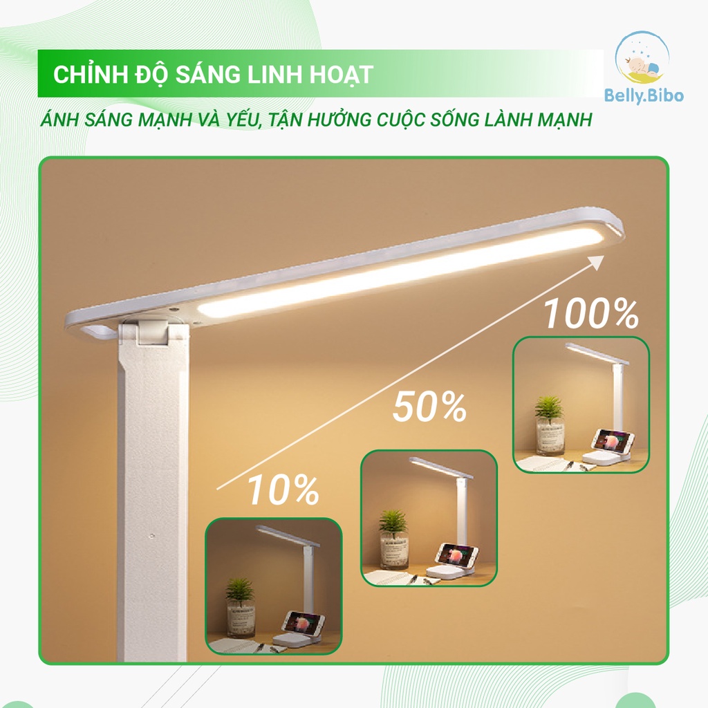 Đèn học để bàn tích điện Belly Baby, đèn bóng LED chống cận thị 3 màu ánh sáng đọc sách làm việc | BigBuy360 - bigbuy360.vn