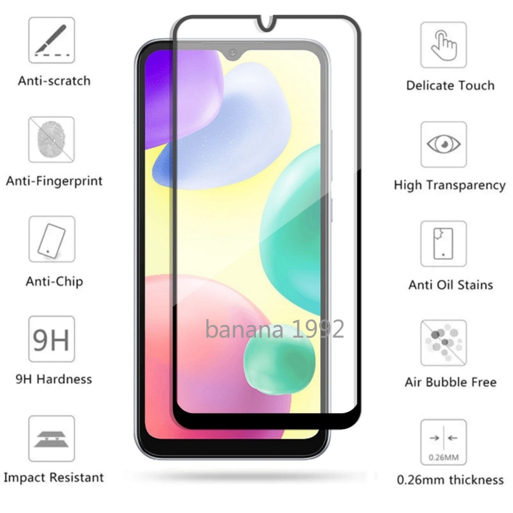 Kính cường lực 2in1 Redmi 10A cho Redmi 10 A Màn hình danh sách đen chống trầy xước MIỄN PHÍ Ống kính máy ảnh Mặt sau màu di động