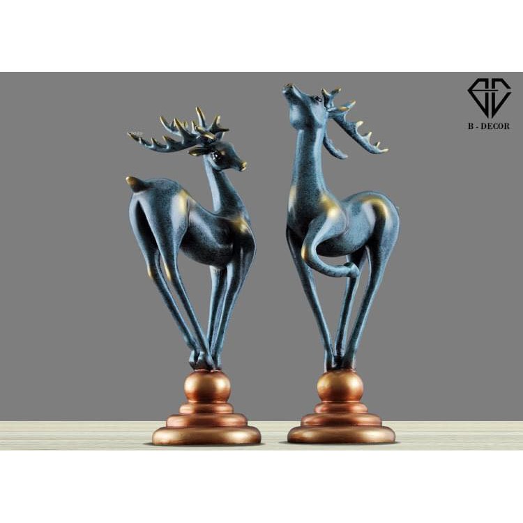 Cặp huơu tài lộc cao 32cm decor trang trí nhà cửa , quà tặng sinh nhật, đối tác, tân gia