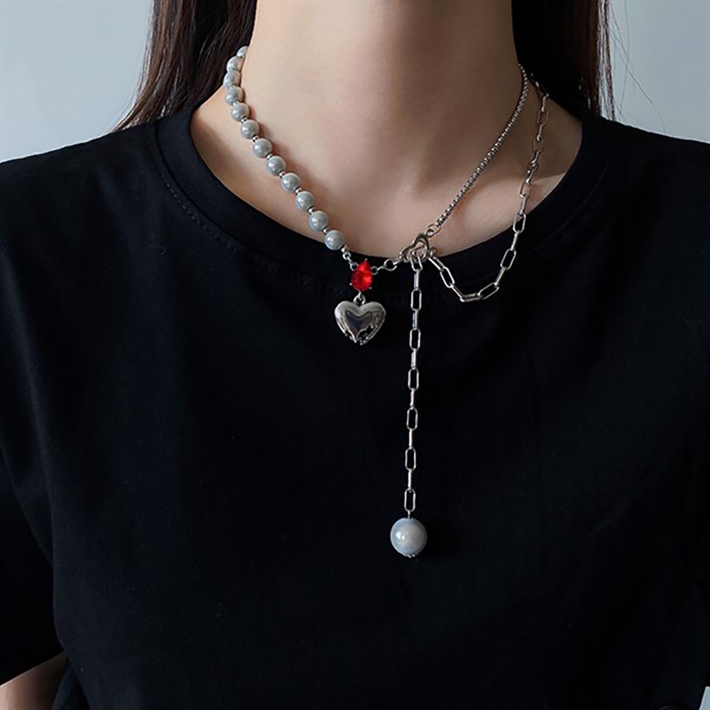 Ảnh Vòng Cổ Mushroom Lee Ngọc Trai Dạ Quang Pha Lê Đỏ Broken Heart 3