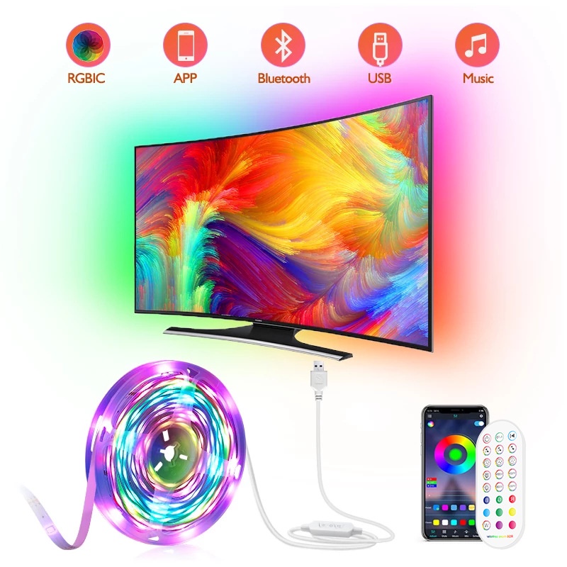 Đèn led dán viền TV 16 triệu màu - Nháy Theo Nhạc - Nhiều hiệu ứng ...