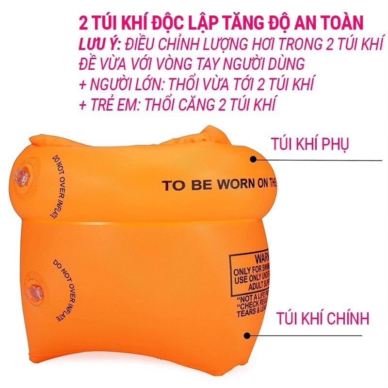 Set 2 Phao tay an toàn màu đẹp cho bé tập bơi