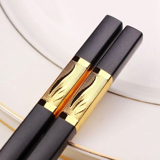 Đũa mạ vàng Hàn Quốc cao cấp, đũa nhựa kháng khuẩn chống trơn trượt #A160