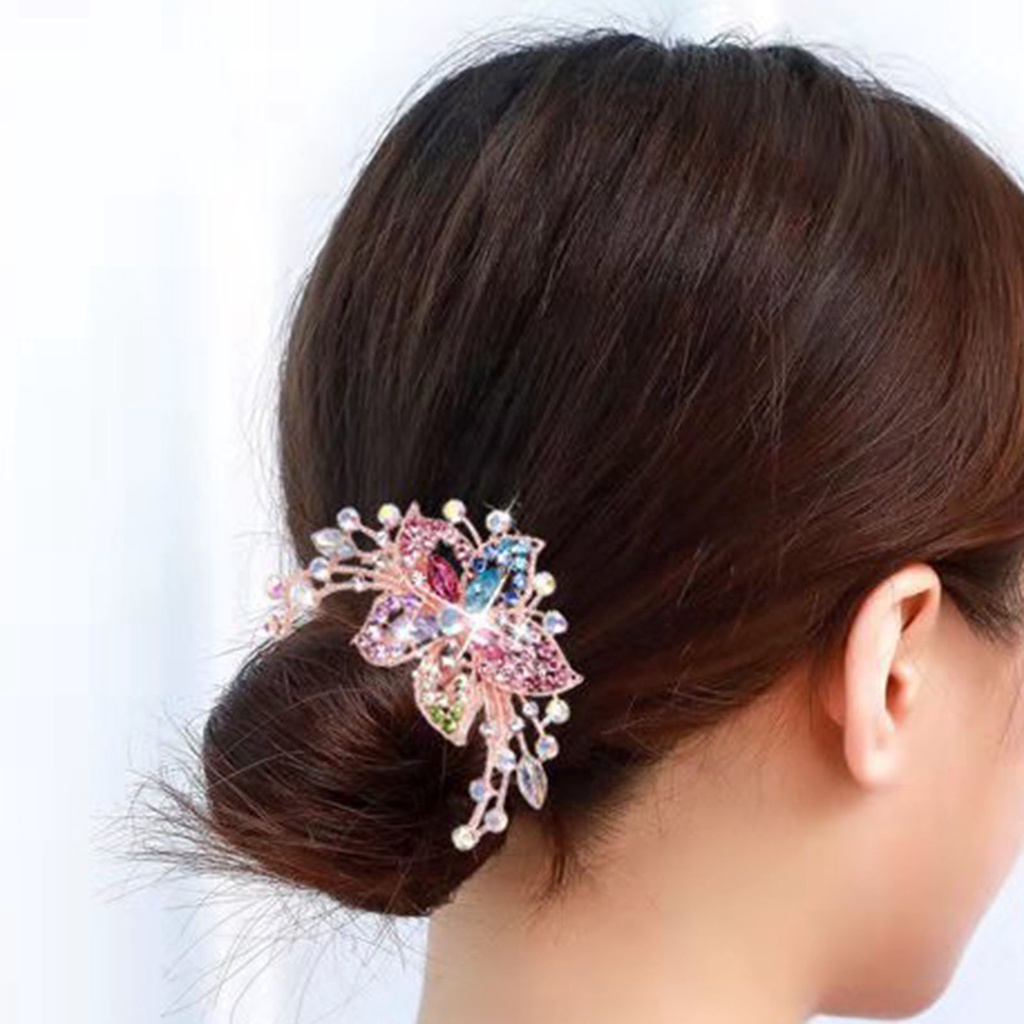 Lược cài tóc hình hoa đính đá thanh lịch cho cô dâu