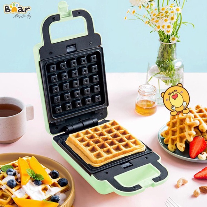 Máy làm bánh BEAR 600W 2 bộ khuôn chống dính teflon cao cấp