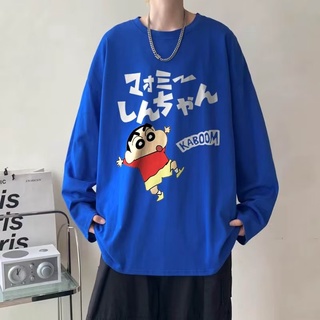 Áo Thun Tay Dài Dáng Rộng In Hình Cậu Bé Bút Chì Shin Size M-3XL Thời Trang Đường Phố Cho Nam Và Nữ