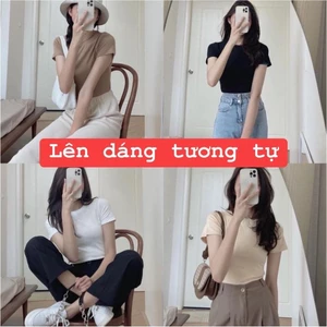 ÁO THUN NỮ H&M CỘC TAY DÁNG NGẮN