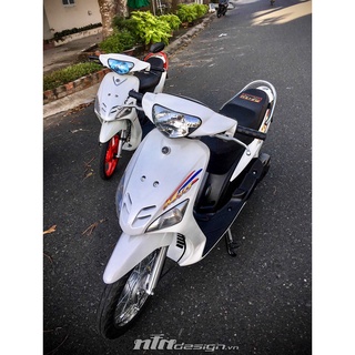 Tem Rời Dán Xe Mio Nhỏ Mẫu Trắng Xanh Cực Đẹp, Hàng 3 Lớp Chất Lượng Cao .Team Decal