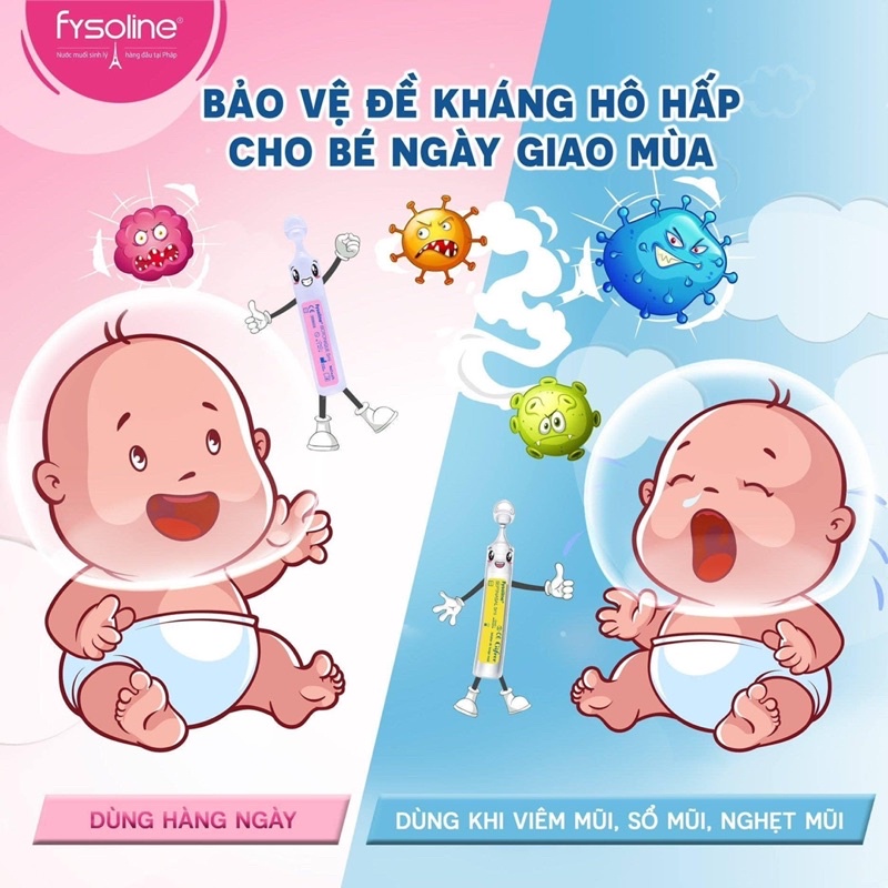 Nước muối sinh lý Fysoline Gifrer nhập khẩu Pháp hồng vàng vệ sinh mắt, mũi, miệng cho bé