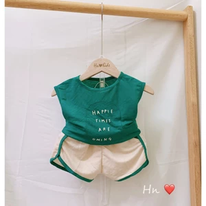 Đồ bộ bé trai và đồ bộ bé gái QATE551 - Bộ quần áo em bé ba lỗ vải cotton đũi TB228