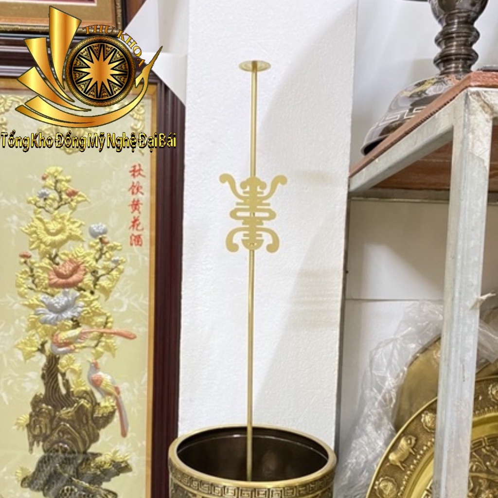 Cây Cắm Hương Vòng Trụ Cắm Hương Vòng Bằng Đồng Vàng Chữ Phúc, Chữ Công Cao 70cm Giúp Bảo Vệ Gia Đình Ý Nghĩa Phong Thủy