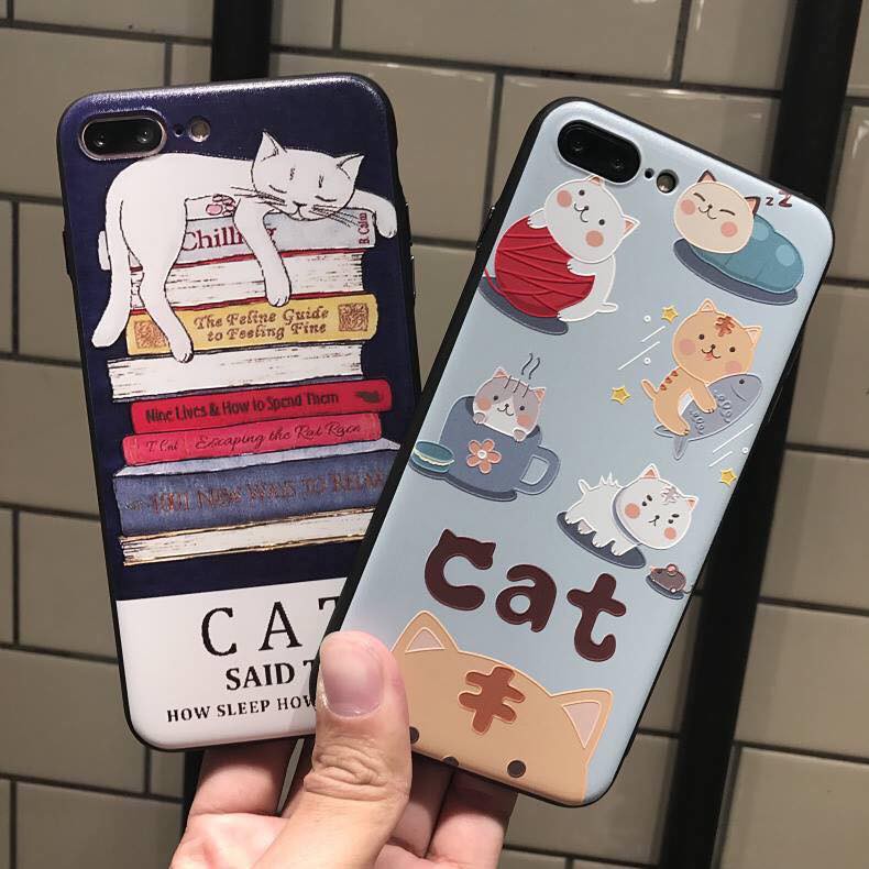 Combo 2 Ốp lưng điện thoại nhựa Silicone hình mèo Apple iPhone 6,7; 6S,7 Plus