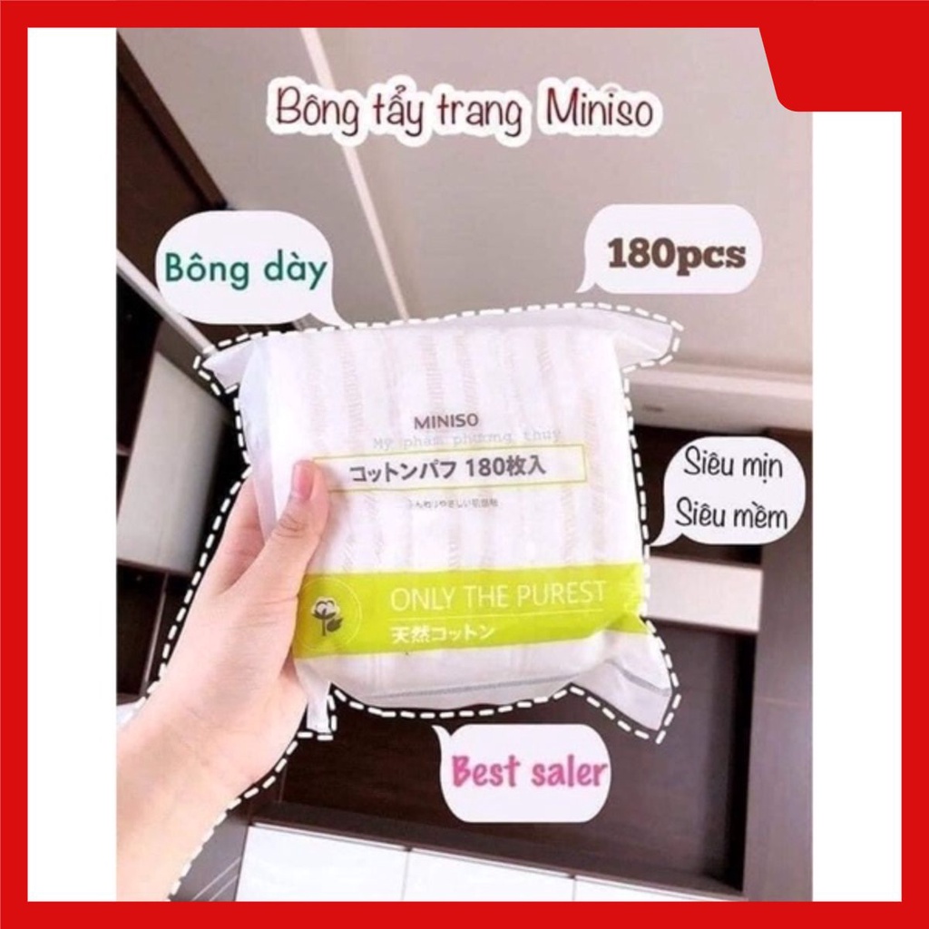Bông Tẩy Trang Miniso Nhật Bản 180 Miếng