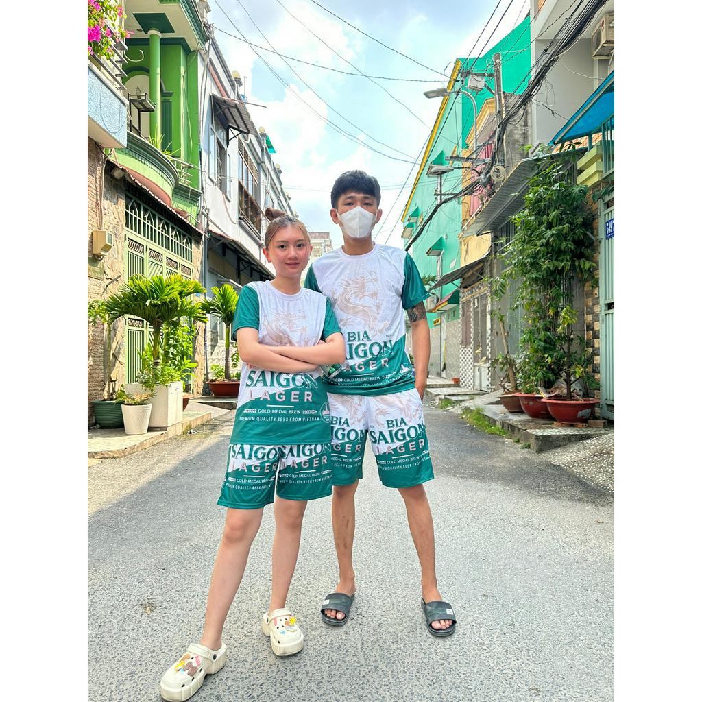 ❤️ GIÁ SỈ ❤️ ĐỒ BỘ NAM NỮ MÙA HÈ IN HỌA TIẾT Bia Sài Gòn - SÉT QUẦN ÁO THUN LẠNH MÁT NHẸ - Kl1
