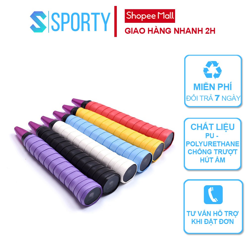 Hộp 30 cái quấn cán vợt cầu lông SPORTY chống trơn trượt và thoáng khi chất liệu PU-Polyurethan
