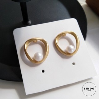 [T0201] Khuyên tai/bông tai nữ vàng tròn LINDO