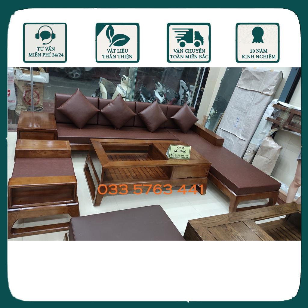 Ảnh thật sofa góc L gỗ sồi nga giá tại xưởng - ghế sofa gỗ kích thước ...