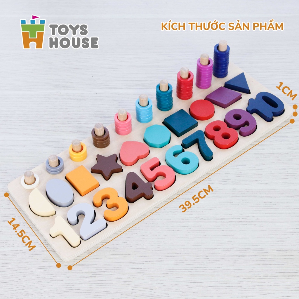 Ảnh Bảng gỗ học chữ số, hình khối và tập đếm giáo dục sớm cho trẻ Toyshouse 574 Đồ chơi lắp ghép cho bé, 1