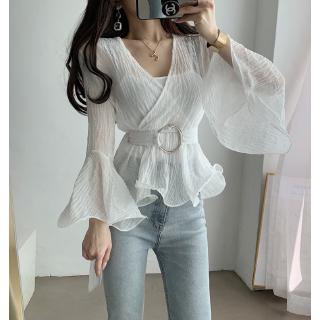 Áo Sơ Mi chiffon Tay Dài Dáng Ôm Phong Cách Hàn Quốc baju baju wanita Lenan panjang