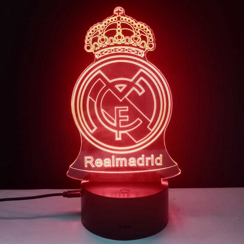 HT3 Câu Lạc Bộ Bóng Đá Đèn Ngủ Real Madrid FCB Menchester Utd Đèn LED Arsenal Bayern Chiếu Sáng Từ Xa Quà Tặng Cho Người