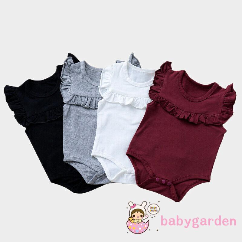 Áo liền quần cổ bèo nhún cho bé gái