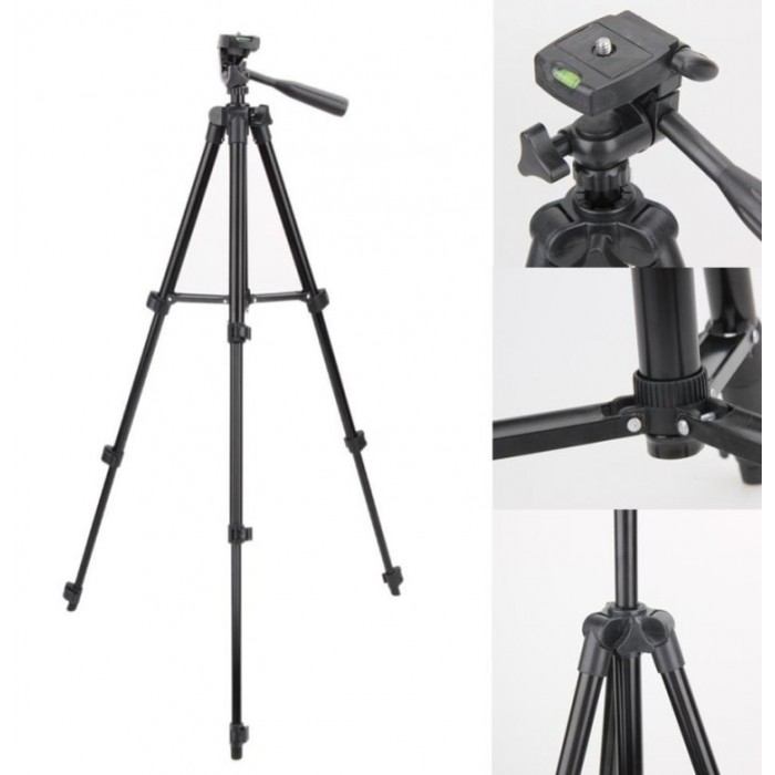 Giá đỡ Điện thoại Tripod 3 chân dài 106 Cm Full Đen