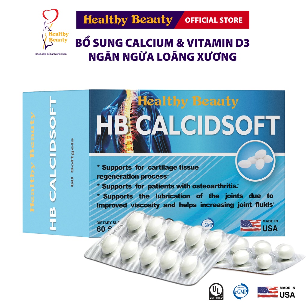Ảnh ComBo Vui Khỏe Vận Động HB Calcidsoft & Shark Cartilage 750Mg Healthy Beauty Giúp Xương Chắc Khỏe Khớp Dẻo Dai 2