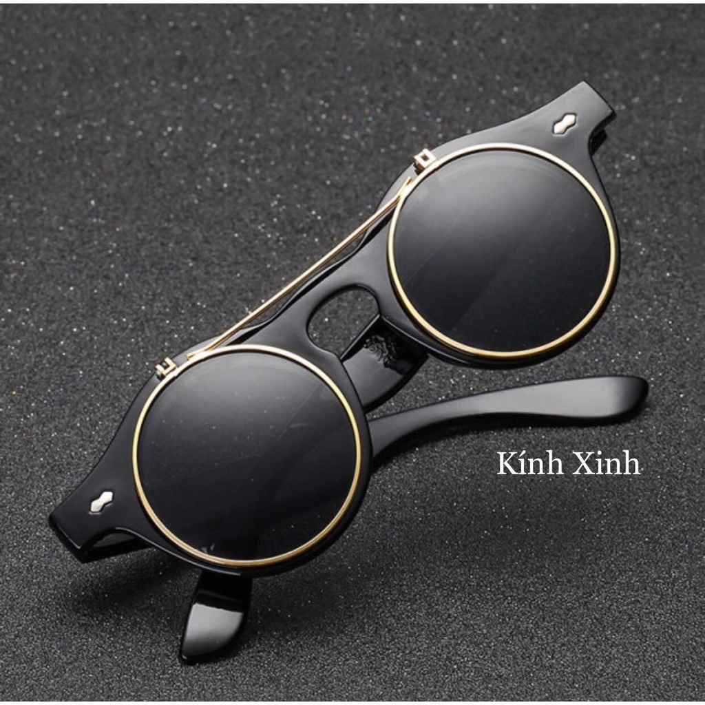 Kính râm cận Mắt tròn thầy bói 2 tròng mở nắp | Shopee Việt Nam