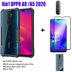 Ốp điện thoại chống sốc OPPO A9 2020 / A5 2020 + màng kính cường lực + màng mặt sau bằng sợi carbon + màng ống kính