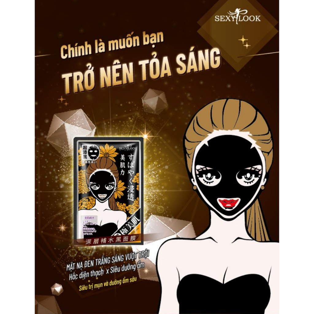 Ảnh Combo 4 Mặt Nạ Đen Dưỡng Ẩm - Giảm Mụn - Trắng Da SEXYLOOK (4 miếng x 28ml) 3