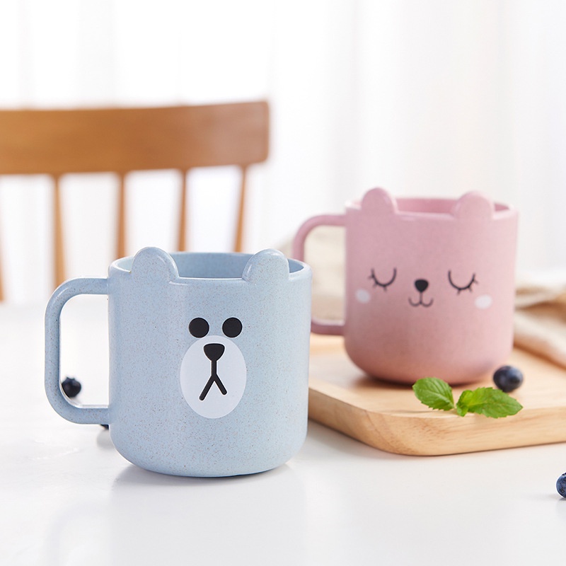 Cốc Uống Cà Phê Bằng Nhựa Rơm Lúa Mì Thân Thiện Với Môi Trường Có Tay Cầm Đơn Giản Dễ Thương