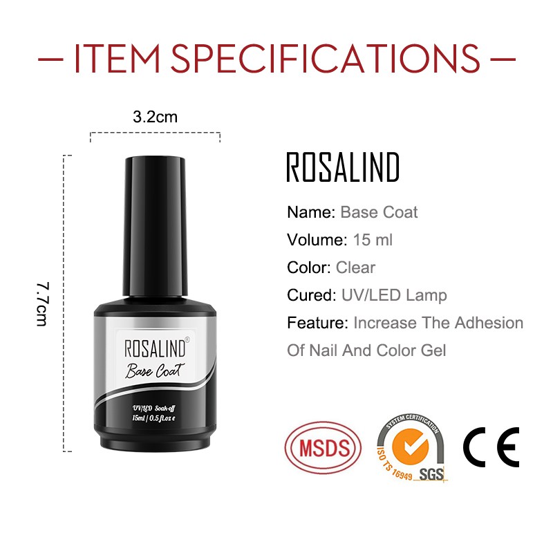Ảnh Bộ sơn đế Rosalind + chai gel bóng 15ml để làm móng tay hiệu quả 2