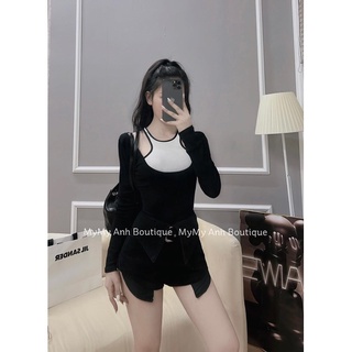 Áo Len Tăm Pha Cổ Hở Vai Tay Dài 3 Màu Có Ảnh Thật Kèm Video