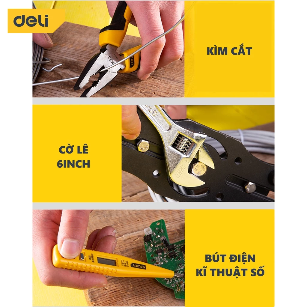 Bộ Dụng Cụ Sửa Chữa Nhiều Chi Tiết Deli Cao Cấp Hộp thùng đồ nghề đa năng - Công cụ toàn diện