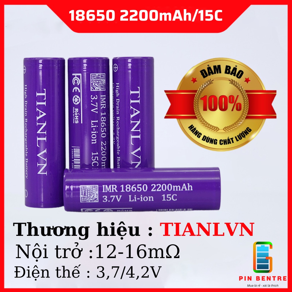 Cell pin 18650 TIANLVN 2200mAh dòng xả 15C hàng mới chính hảng [PBT247 ...