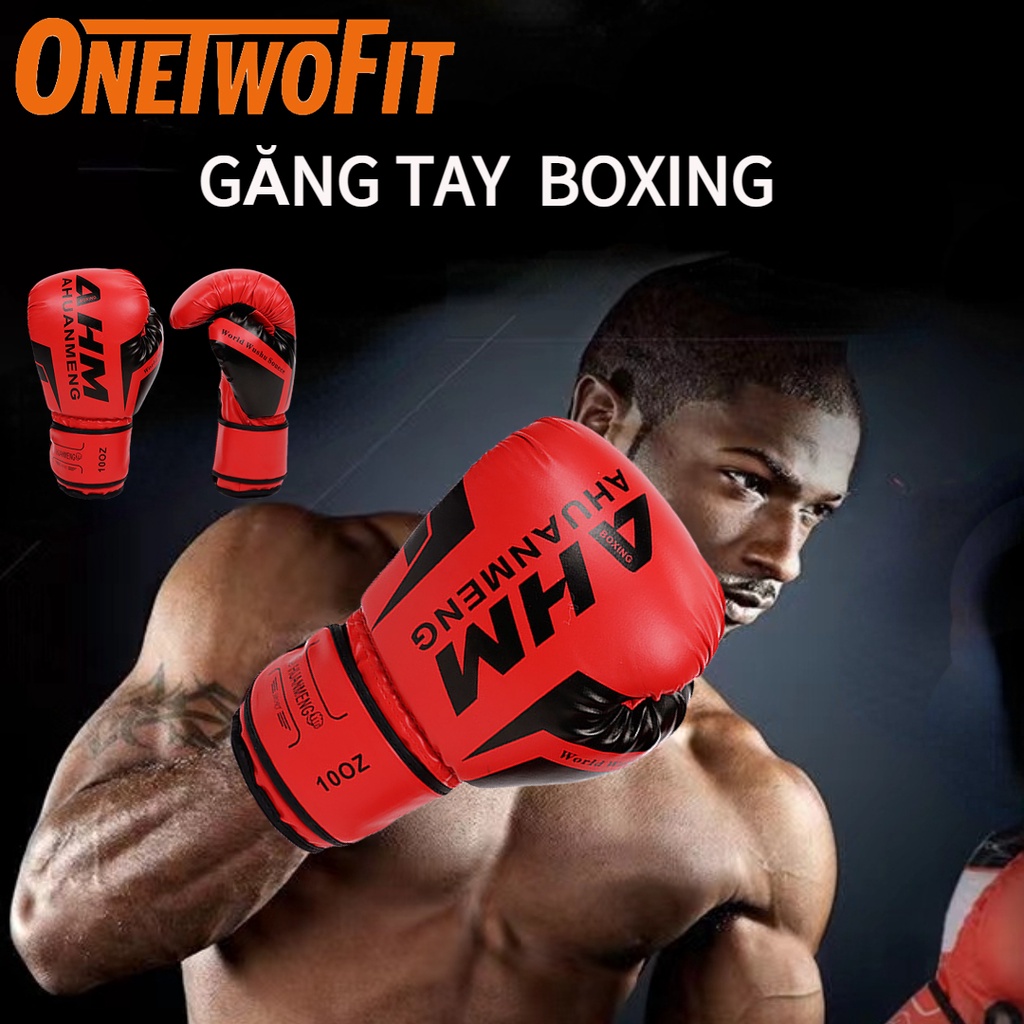 OneTwoFit cao cấp găng tay đấm bốc siêu bền，Sanda đấm bốc đào tạo trẻ em người lớn găng Boxing，10OZ/12OZ Găng Đấm Bốc