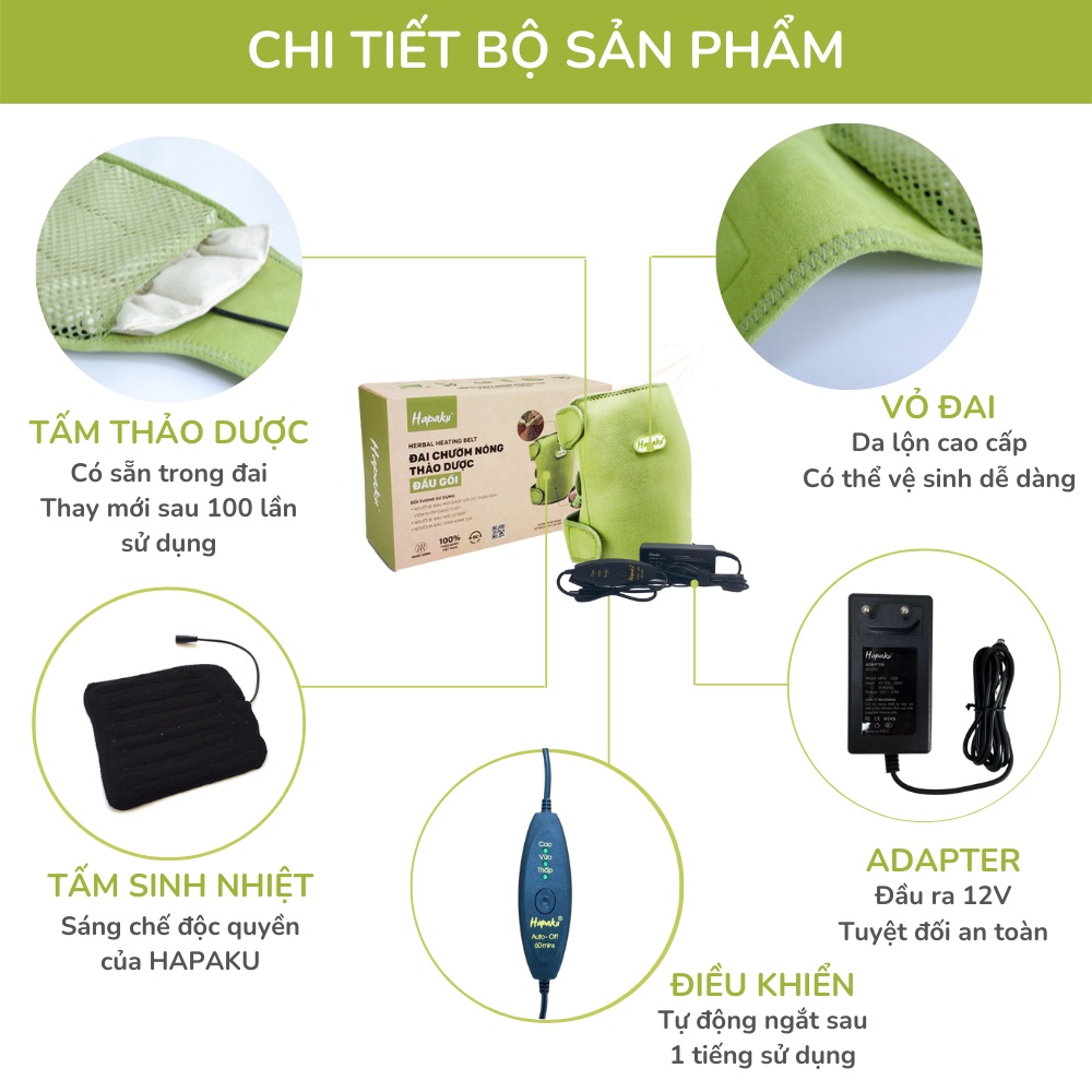 Mô tả Túi Chườm Nóng Thảo Dược Giảm Đau Khớp Gối Hapaku, Massage Đầu Gối, Giảm Nhức Mỏi Thoái Hóa Khớp Gối - 2