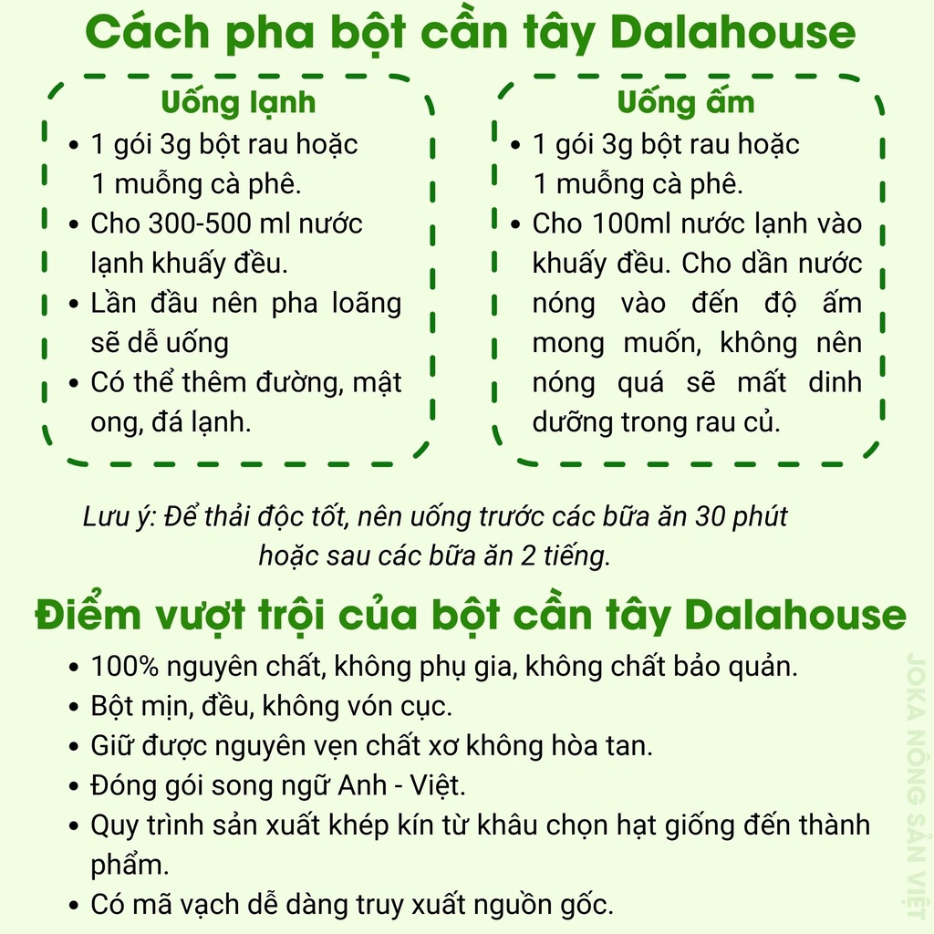 Mô tả Bột cần tây detox nguyên chất sấy lạnh Dalahouse bột rau củ hữu cơ đạt chuẩn Châu Âu - 4